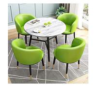 Combinación de mesa de comedor y silla, mesas y sillas de salón de cuero simple, diseño moderno, 1 mesa y 4 sillas (color: cian) (verde)