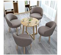 Combinación de mesa de comedor y silla para oficina, recepción, mesa de ocio, cafetería, postre, balcón, sala de estar, mesa de té, hotel (color: rosa) (gris)