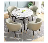 Combinación de mesa y silla de comedor para ocio, recepción, sillas y sillas de piel simple, diseño moderno, 1 mesa, 4 sillas, oficina, hotel, empresa, recepción, sala N