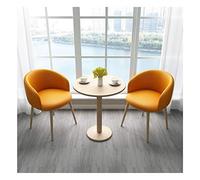 Combinación de mesa y silla de negociación nórdica, oficina, cafetería, tienda de té, balcón, hogar, mesa redonda pequeña, oficina, salón, bar, hotel, tienda de belleza, madera maciza (color naranja)