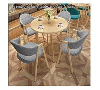 Combinación de mesa y silla de negociación simple y moderna mesa redonda y silla? Mesa pequeña + 4 sillas para balcón, mesa de ocio y reuniones, mesa de negociación, tienda de té (gris claro)