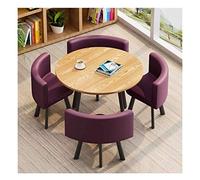 Combinación de mesa y silla de negociación simple y moderna recepción pequeña mesa redonda oficina sala de reuniones (color: verde) (morado)