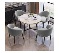 Combinación de mesa y silla de ocio, mesas y sillas de recepción, sala de reuniones, hotel, salón, mesa redonda de mármol nórdico, mesa redonda de 80 cm, mesa de comedor simple, estilo moderno, 10 cm