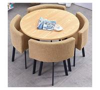 Combinación de mesa y silla para oficina, recepción, mesa redonda, sala de estar, mesa de comedor, diseño moderno, 1 mesa, 4 sillas, cafetería (color: B) (A)