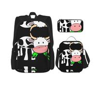 Combinación de mochila escolar, juego de mochila escolar moderna y ligera para niñas, conjunto de mochila escolar con bandera de Venezuela, Linda vaca pequeña, Talla única