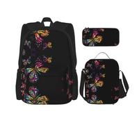 Combinación de mochila escolar - Juego de mochila escolar moderna y ligera para niñas, juego de mochila escolar, nutria, Bonita mariposa, Talla única