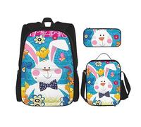 Combinación de mochila escolar - Juego de mochila escolar moderna y ligera para niñas, juego de mochila escolar para el día de San Valentín, corazón rojo flor, Primavera Feliz Pascua Vacaciones, Talla