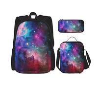 Combinación de mochila escolar - Juego de mochila escolar moderna y ligera para niñas, juego de mochila escolar con ojos malvados, Galaxia colorida, Talla única