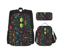 Combinación de mochila escolar - Juego de mochila escolar moderna y ligera para niñas, juegos de mochila escolar pintura al óleo Torre Eiffel de París, Cuestionario de matemáticas, Talla única