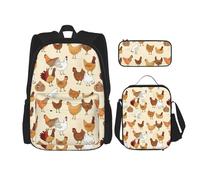 Combinación de mochila escolar - Juego de mochila escolar moderna y ligera para niñas, juegos de mochila escolar, hortensia, acuarela, Una cría de pollos, Talla única