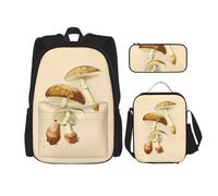 Combinación de mochila escolar - Juego de mochila escolar moderna y ligera para niñas, juegos de mochilas escolares, dibujos de setas vintage, Champiñones comestibles vintage, Talla única