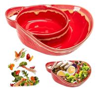 Combinación de platos de sopa y sándwich Tazón de cereales dividido de cerámica con forma de ventilador resistente al calor con mango retro Tazones de cereales antivaho fáciles de limpiar para un desa