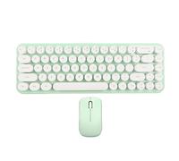 Combinación de Teclado y Mouse Inalámbricos para Máquina de Escribir con Función de Limpieza, Teclas Retro de Tamaño Completo de 2,4 GHz y 68 Teclas, Teclado de Máquina de (Verde)