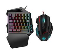 Combinación de Teclado y Mouse para Juegos con una Sola Mano, Teclado con retroiluminación LED de 35 Teclas, Mouse óptico Ajustable 1000DPI-5500DPI, Mouse con Teclado