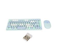 Combinación de teclado y ratón inalámbrico de 2,4 GHz, 86 teclas, color azul, retro, para PC, escritorio, portátil, ordenador, verde, con receptor USB (azul)