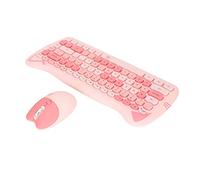 Combinación de Teclado y Ratón Inalámbricos con Forma de Gato, Tecnología de bajo Consumo para Videojuegos, Escritorio, Portátil, Conferencias, Tabletas (Color Rosa Mezclado)