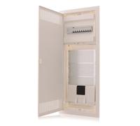 Intratec distribuidor multimedia y caja de fusibles combinada empotrada, IP30, 842x346x92 mm, 1 fila, 12+2 módulos, puerta de acero, blanco RAL 9003, distribuidor de comunicaciones