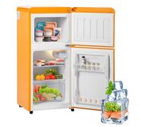 Combinación frigorífico-congelador retro: Dos puertas, 86,8 cm de alto, 45,5 cm de ancho, 60 litros de volumen total,Yellow