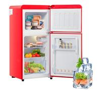 Combinación frigorífico-congelador retro: Dos puertas, 86,8 cm de alto, 45,5 cm de ancho, 60 litros de volumen total,Red
