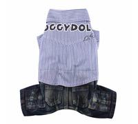 Combinado de pantalón vaquero y camisa con rayas azules para perros grandes - 40% Dto.