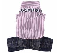 Combinado de pantalón vaquero y camisa con rayas rojas para perros grandes - 40% Dto.