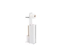 Combinado WC con Soporte Smartphone Acero y Bambú Yoni Blanco Mate Spirella