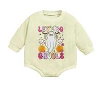 Combinaison bébé fille à Manches Longues, imprimé citrouille, sur le thème d'Halloween, en Maille, Pour nourrissons jeunes Enfants., Blanco, 6-9 meses
