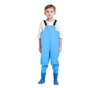 Combinaison de pêche imperméable pour enfants avec bottes intégrées, salopette anti-fuite pour tout-petits, vêtement d'eau pour activités en plein air, taille 1-3 ans, matériau PVC renforcé (Blue,