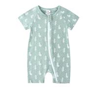 Combinaison d'été bébé garçon en coton doux avec fermeture éclair bidirectionnelle, manches courtes imprimées, tenue légère et respirante pour les chaudes journées, idéale pour les jeux et les