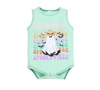 Combinaison sans Manches Pour bébé fille Avec un Joli Motif de Lettres d'Halloween (verde, 9-12 meses)