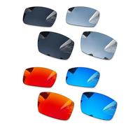 Combine8 4 pares de lentes de repuesto para gafas de sol Oakley Gibston OO9449, color negro + titanio plateado + azul hielo + rojo fuego