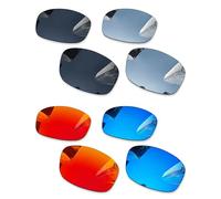 Combine8 Lentes de repuesto para lentes de sol Oakley Fives Squared OO9238/Fives 3.0/Fives Squared Asian Fit (AF) OO9214, color negro + titanio plateado + azul hielo + rojo fuego