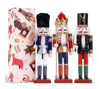 COMBIUBIU 3pcs MuñEco Cascanueces Navidad Hecho A Mano Tradicional De Pino, Cascanueces Navidad Mesa,AlféIzar De La Ventana De La Chimenea, DecoracióN del Hogar