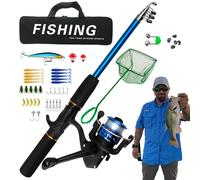 Combo caña de Pescar y Carrete - Kit portátil Completo, de incluida | Juego Completo de Equipo de de Agua Salada de Agua Salada para Hombres, Adolescentes y Principiantes