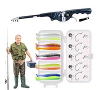 Combo Carrete de telescópico, caña de Pescar con bolígrafo pequeño y Carrete - Combinaciones de caña y Carrete portátiles y Plegables - Equipo de de diseño ergonómico para