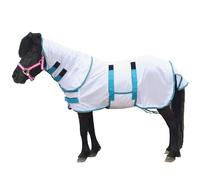 Combo de alfombra con cuello - Sábana de malla ligera y suave para verano para poni Shetland, potro/burro, blanco (3 pies 8 pulgadas)
