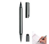 Combo de bolígrafo y lápiz | Bolígrafo multifunción de 0,5 mm de doble cabeza, punta fina 2 en 1, tinta negra de escritura suave, papelería estética de metal para firma, trabajo, diario, dibujo