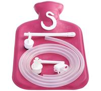 Combo de bolsa de enema de 2 litros y bolsa de agua caliente, rosa, reutilizable, a prueba de fugas, kit 2 en 1 para alivio del dolor, calambres menstruales, limpieza de colon, desintoxicación e