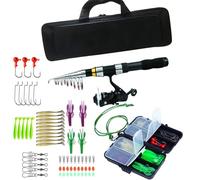 Combo de caña de pescar - Combo de portátil con estuche, caña de pescar y carrete, accesorios de para adultos jóvenes principiantes en agua salada y agua dulce