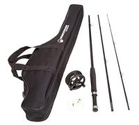 Combo de caña de Pescar con Mosca y Carrete, Incluye Funda de Transporte, Moscas y sedal, Equipo y Accesorios de la Serie Charter de Wakeman (Negro)