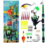 Combo de caña | Juego de cañas de pescar y carretes | Caña de pescar telescópica con carrete Combo | Kit de equipo de pesca | Kit de agua dulce de agua salada de mar | Cañas de pescar para pescadores