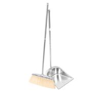 combo de escoba y recogedor: cepillo metálico para pisos, kit de limpieza ergonómico, recolector de polvo de superficie con mango extensible | Accesorio utilitario de barrido de acero inoxidable resis
