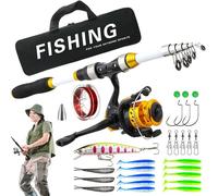 Combo de, Juego de Equipo Telescópico con de Transporte, Caña de r Completa, para Surf Muelle Mar Río Lago Estanque Embarcación Agua Salada Dulce Hielo