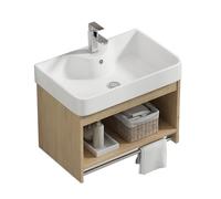 Combo de lavabo flotante para baño con juego de drenaje de grifo, solución de almacenamiento montada en la pared para espacios pequeños