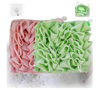 Combo de lufa de leefa, lufa de leefa, paño de lufa para ducha, paño de lufa exfoliante, paño de lufa 2 en 1, combo de paños de lufa para jabón de barra (verde y rosa)