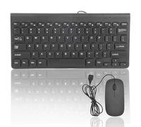 Combo de Mini Teclado y Mouse con Cable Ultradelgado, Interfaz USB Plug and Play de Teclado y Mouse con Cable Pequeño, Cable de 1,3 Metros, Trabajo de Oficina y