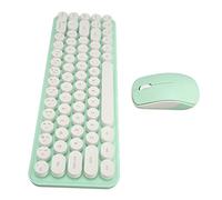Combo de Mouse y Teclado Combo de Teclado Inalámbrico Lindo Mini Mouse Portátil Retro de Ahorro de Energía para la Oficina (Blanco Verde)