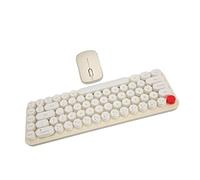 Combo de Mouse y Teclado Combo de Teclado Inalámbrico Lindo Mini Mouse Portátil Retro de Ahorro de Energía para la Oficina (Beige)