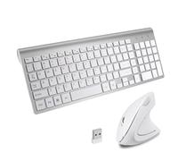 Combo de mouse y teclado ergonómico vertical inalámbrico de 2.4 GHz, tamaño portátil ultrafino para PC, computadora de escritorio, laptop, Mac Tablet (A)