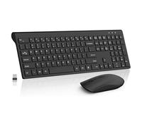 Combo de mouse y teclado inalámbricos, teclado silencioso de tamaño completo con botón de calculadora, mouse de 2400 DPI, clic silencioso, teclado USB inalámbrico delgado para laptop, PC, Windows,
